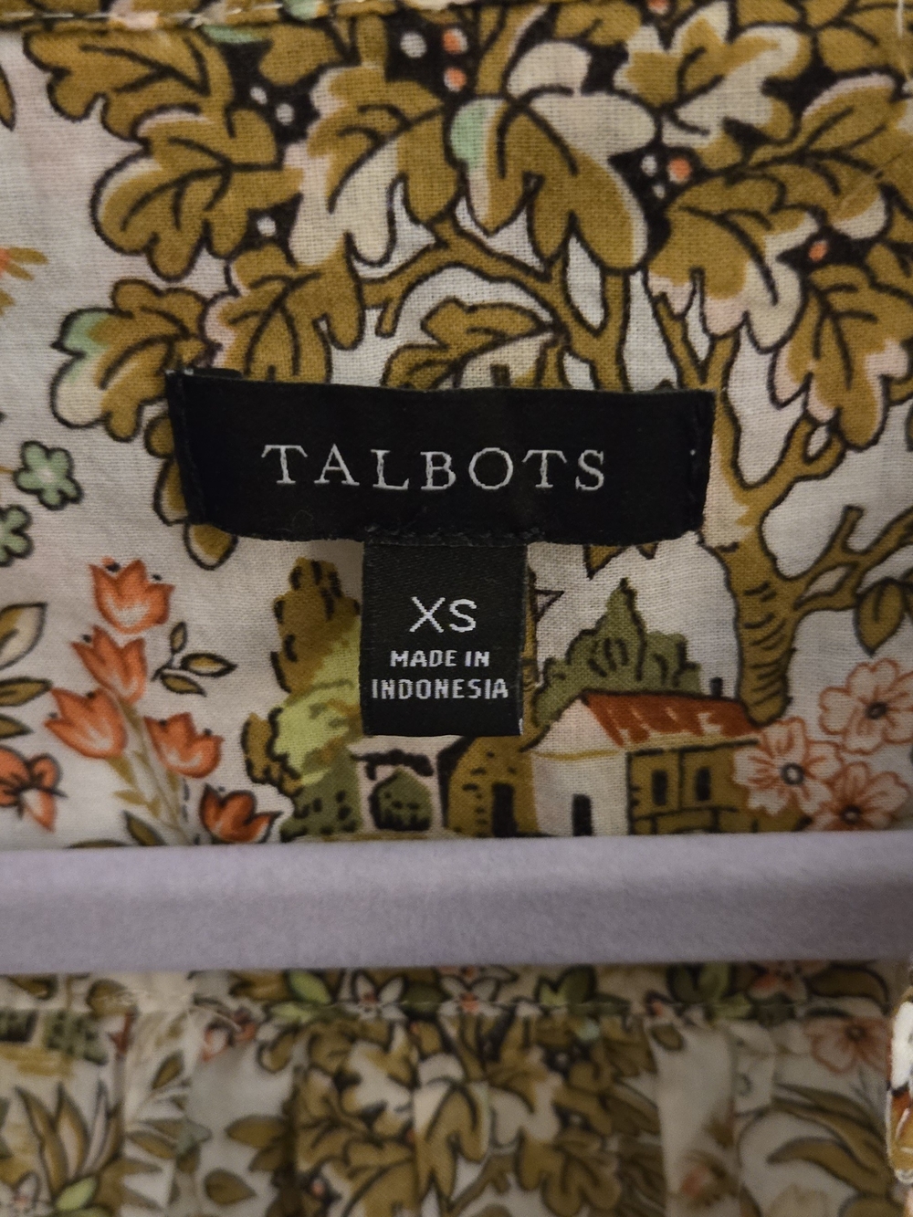 Talbots Cottagecore Cream Floral Long-Sleeve Button Front Top - Picture 6 of 9